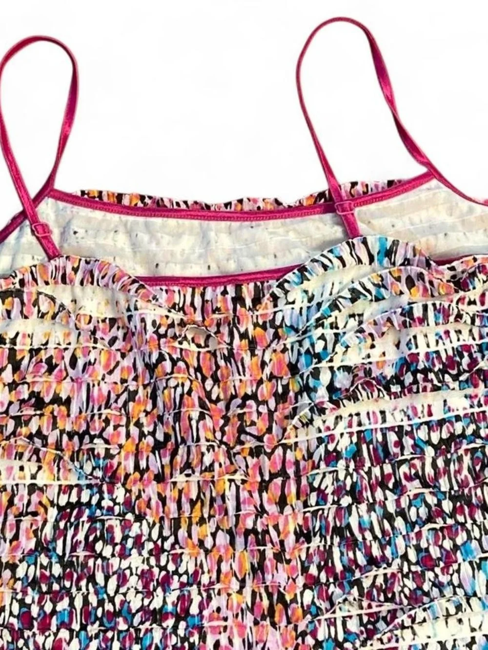 Early 2000s Multi Color Ruffle Cami Tank Top - Picture 4 of 7